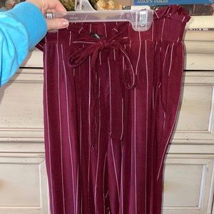 Red and white striped long pants